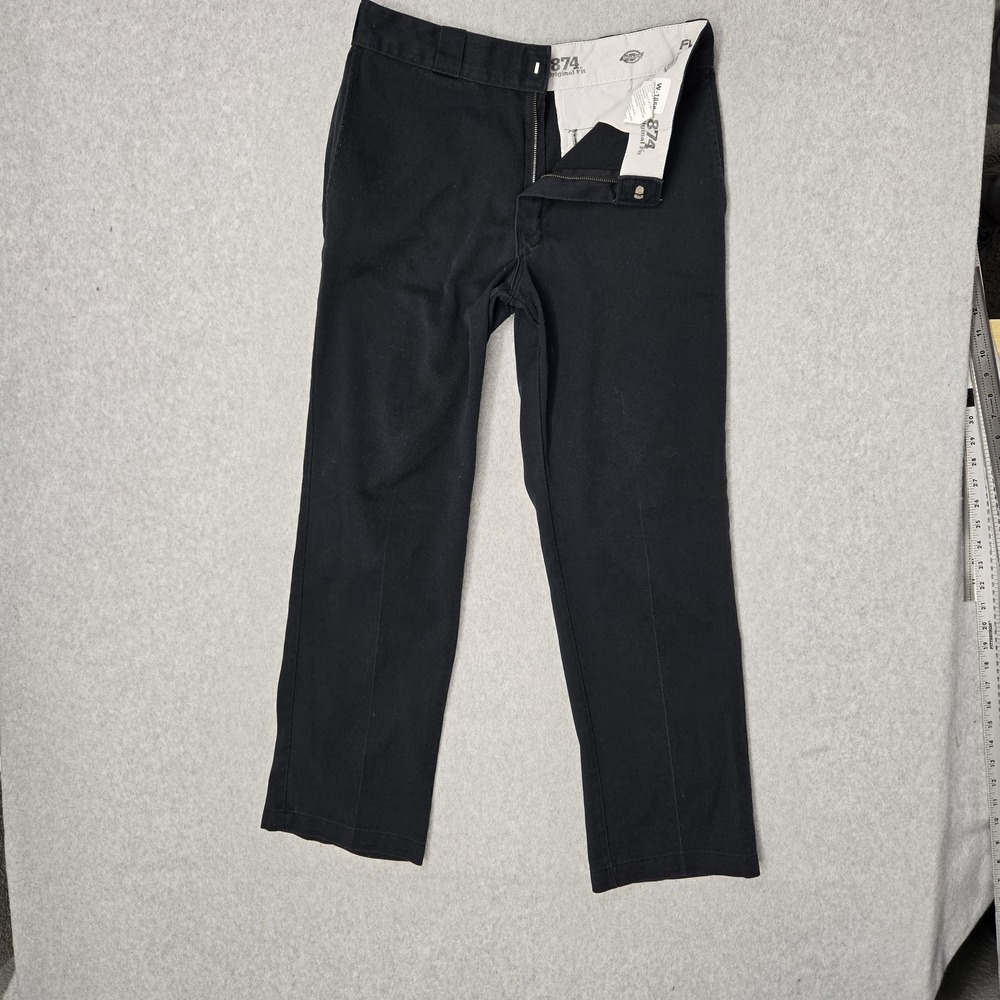 Dickies Men Pants 33X32 Black Khakis‎ Twill 874 Original Fit Zipper 29" Inseam